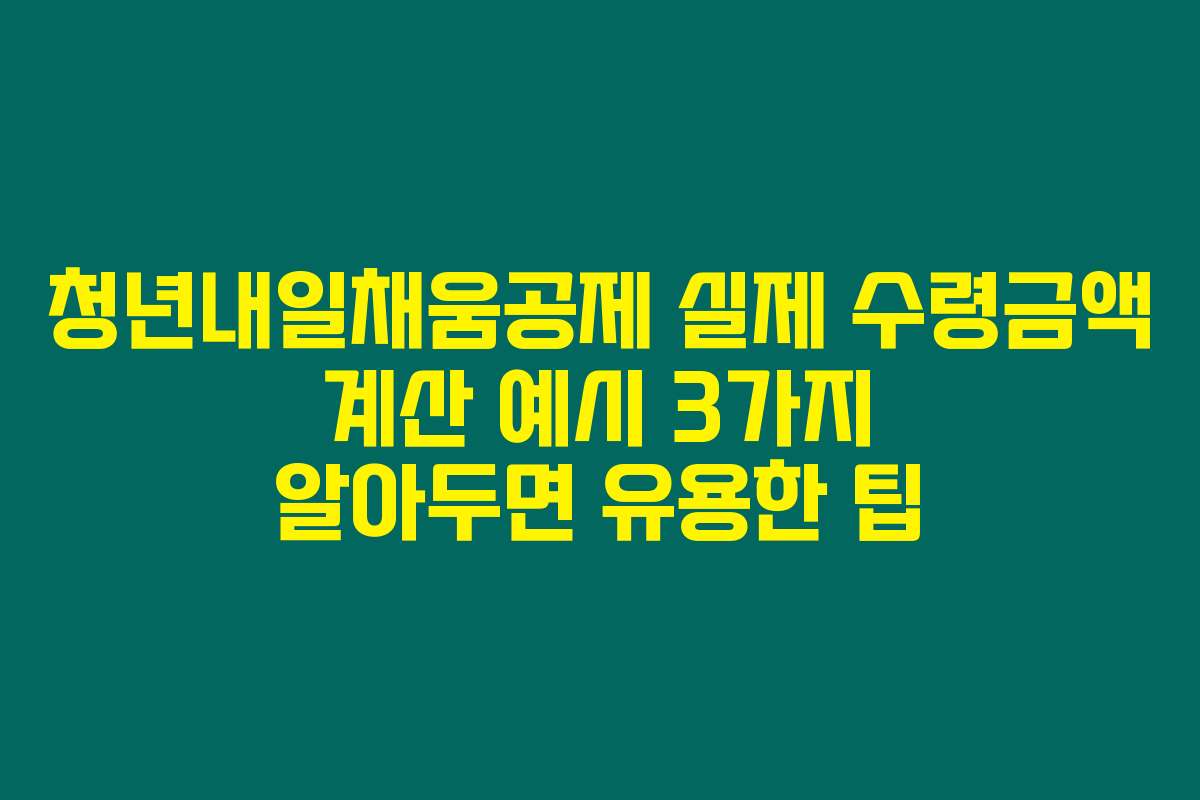 청년내일채움공제 실제 수령금액 계산 예시 3가지 알아두면 유용한 팁