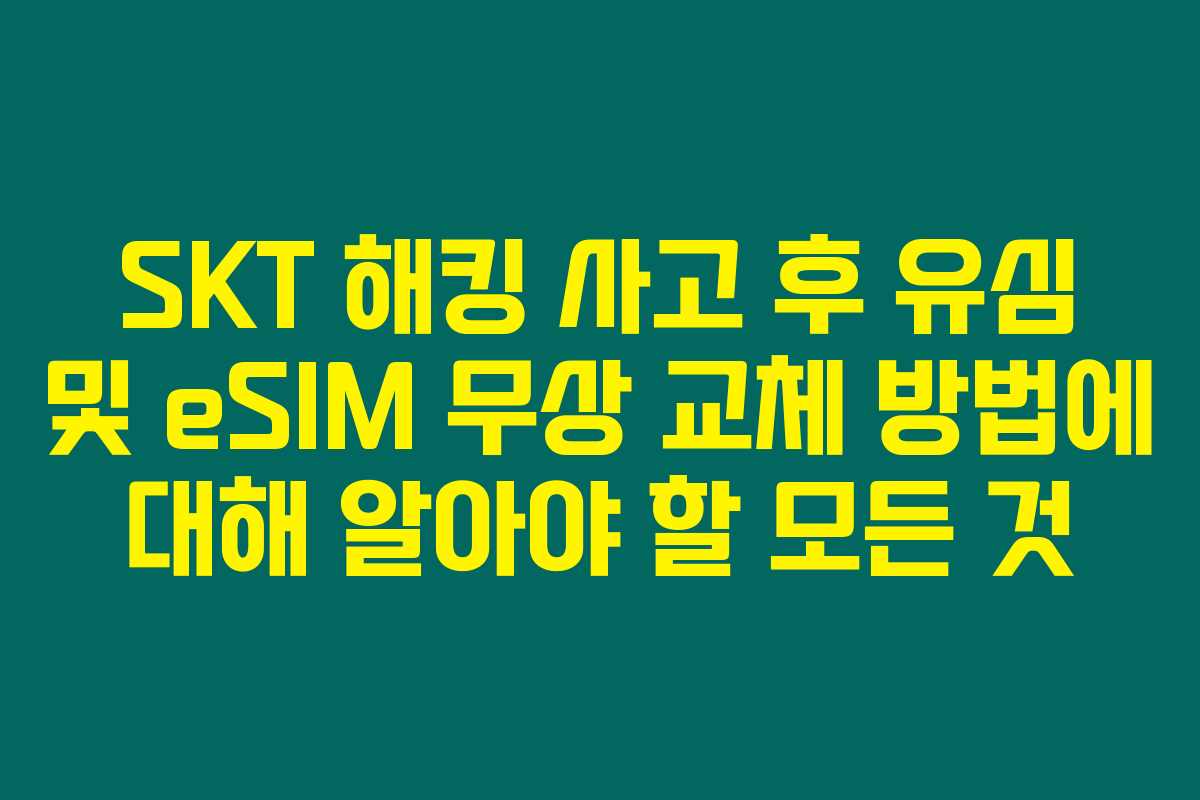 SKT 해킹 사고 후 유심 및 eSIM 무상 교체 방법에 대해 알아야 할 모든 것