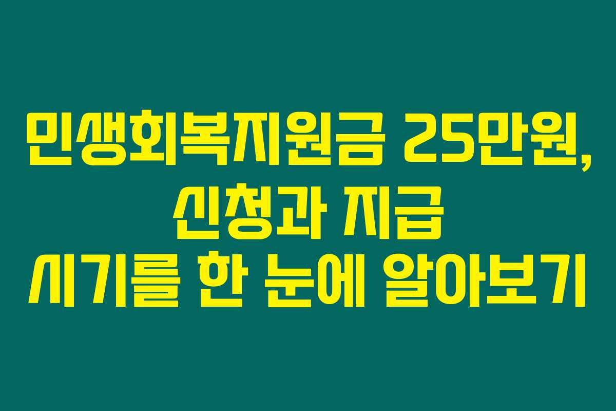 민생회복지원금 25만원, 신청과 지급 시기를 한 눈에 알아보기