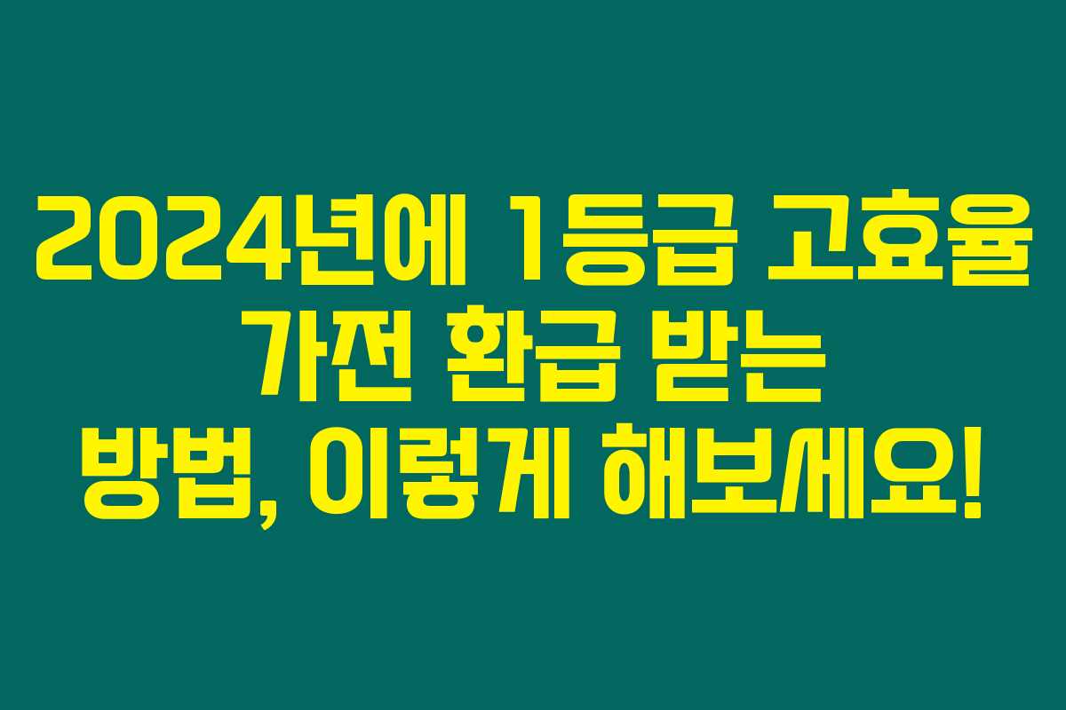 2024년에 1등급 고효율 가전 환급 받는 방법, 이렇게 해보세요!