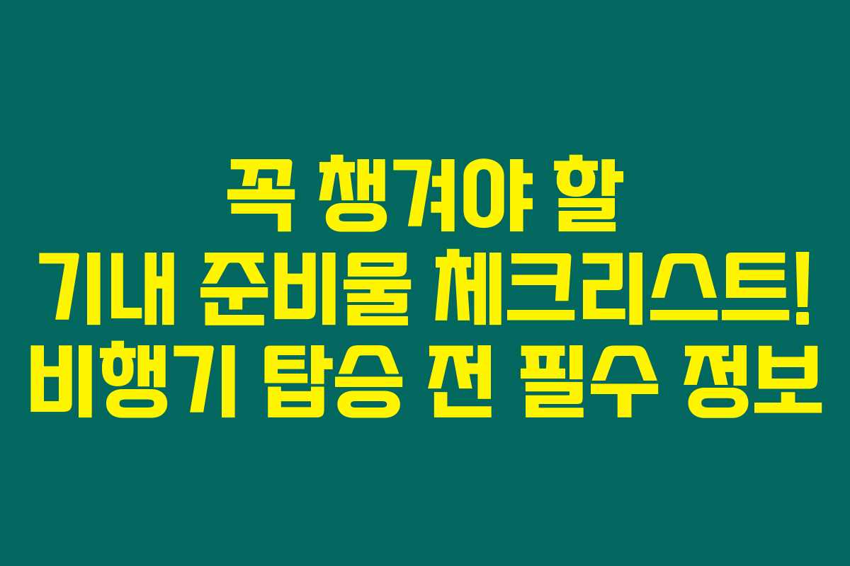 꼭 챙겨야 할 기내 준비물 체크리스트! 비행기 탑승 전 필수 정보