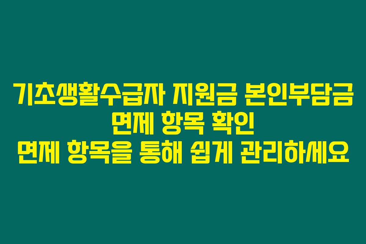 기초생활수급자 지원금 본인부담금 면제 항목 확인 면제 항목을 통해 쉽게 관리하세요