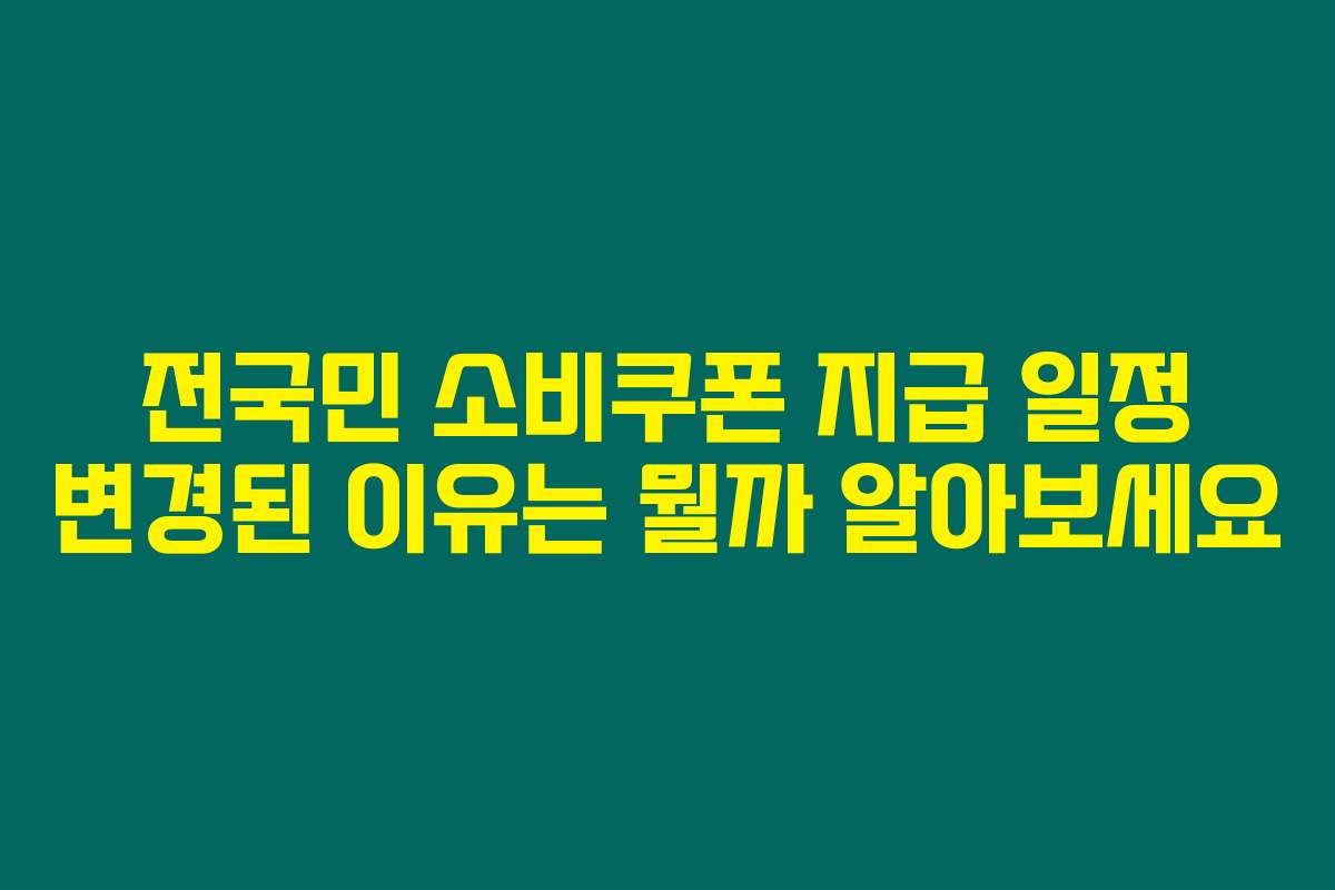 전국민 소비쿠폰 지급 일정 변경된 이유는 뭘까 알아보세요