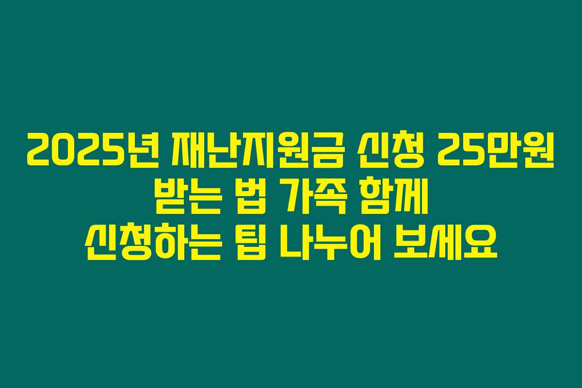 2025년 재난지원금 신청 25만원 받는 법 가족 함께 신청하는 팁 나누어 보세요