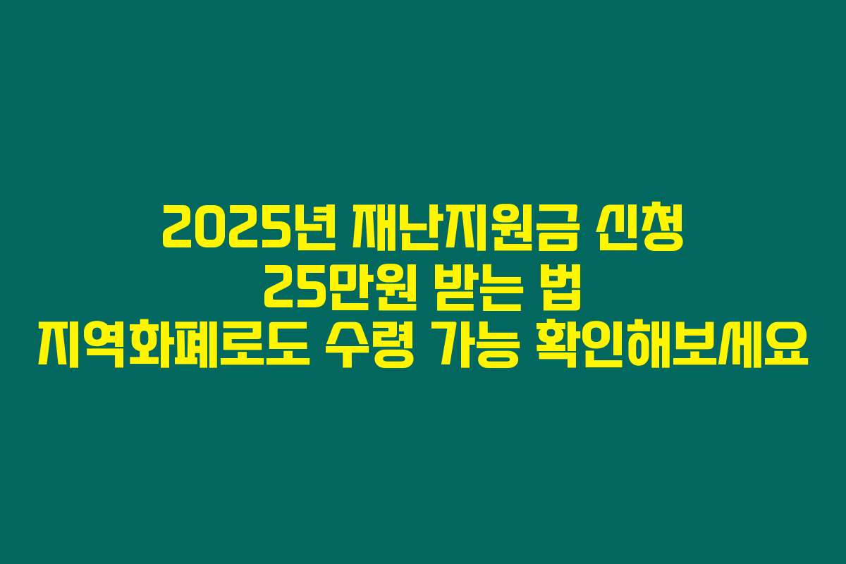 2025년 재난지원금 신청 25만원 받는 법 지역화폐로도 수령 가능 확인해보세요