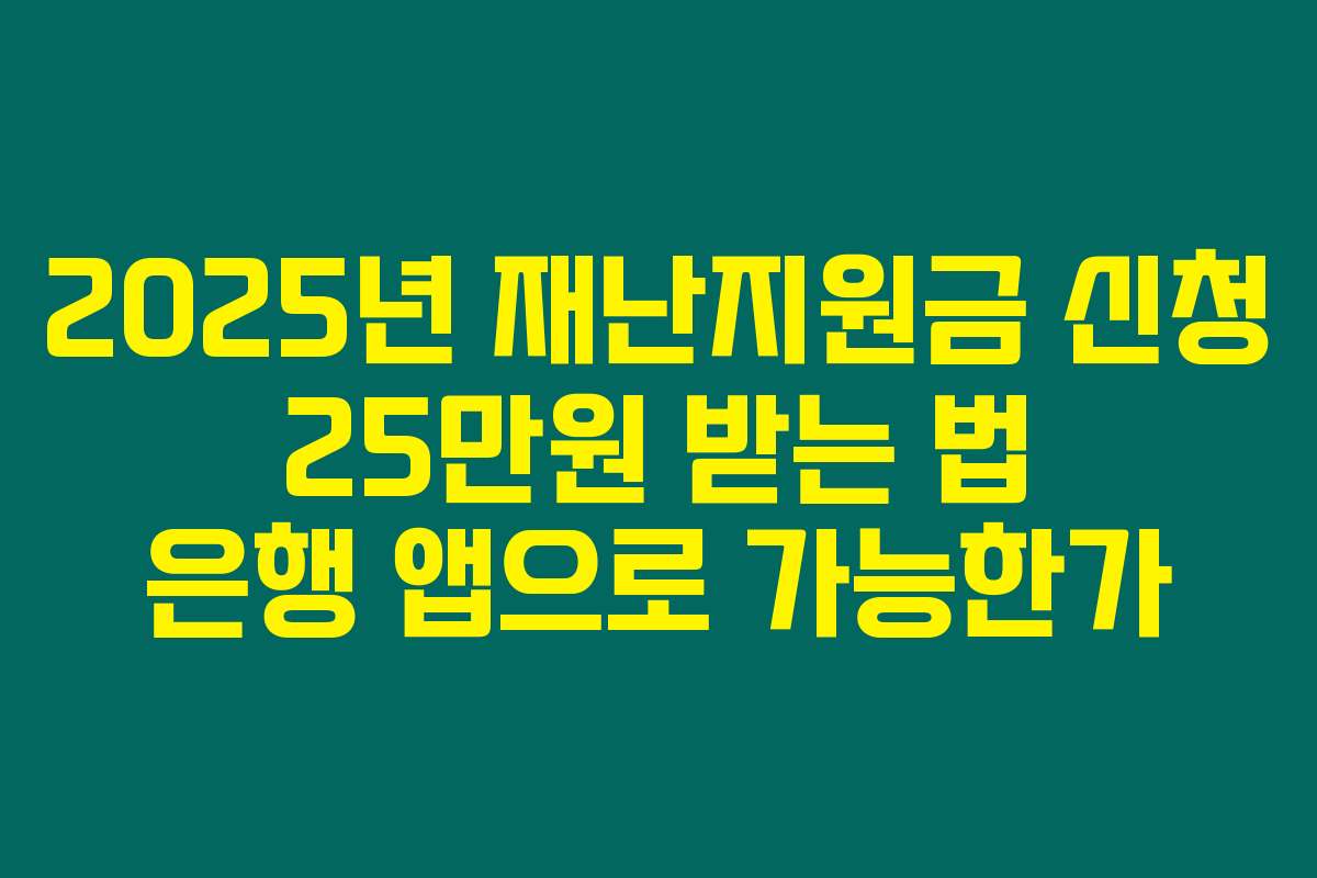 2025년 재난지원금 신청 25만원 받는 법 은행 앱으로 가능한가