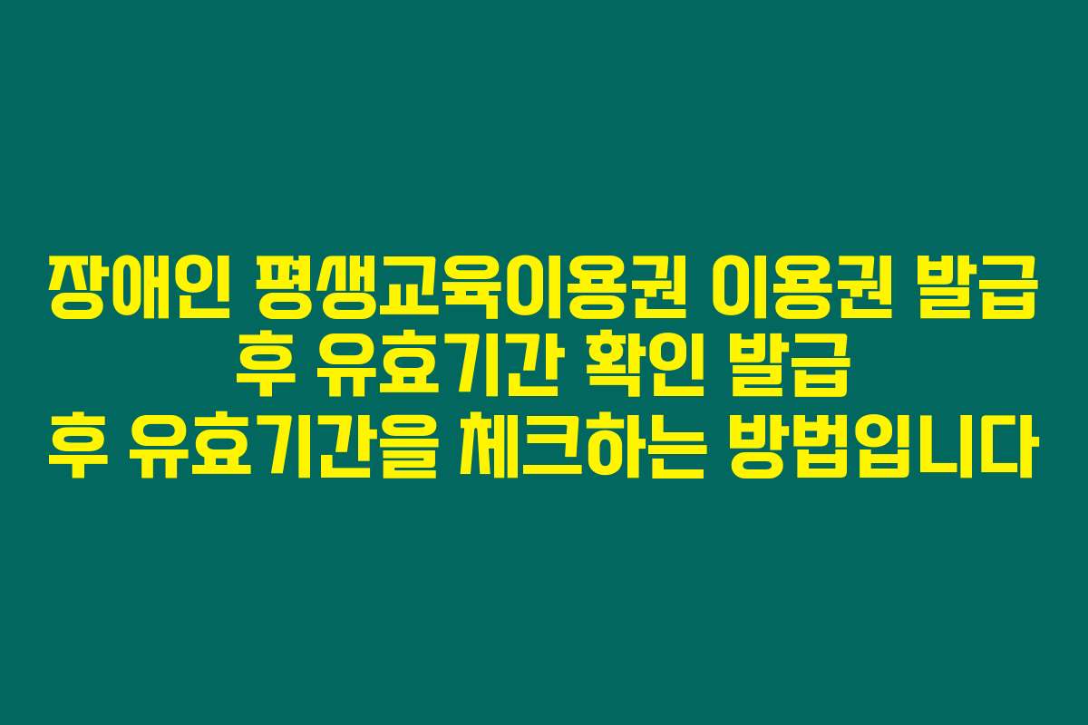 장애인 평생교육이용권 이용권 발급 후 유효기간 확인 발급 후 유효기간을 체크하는 방법입니다