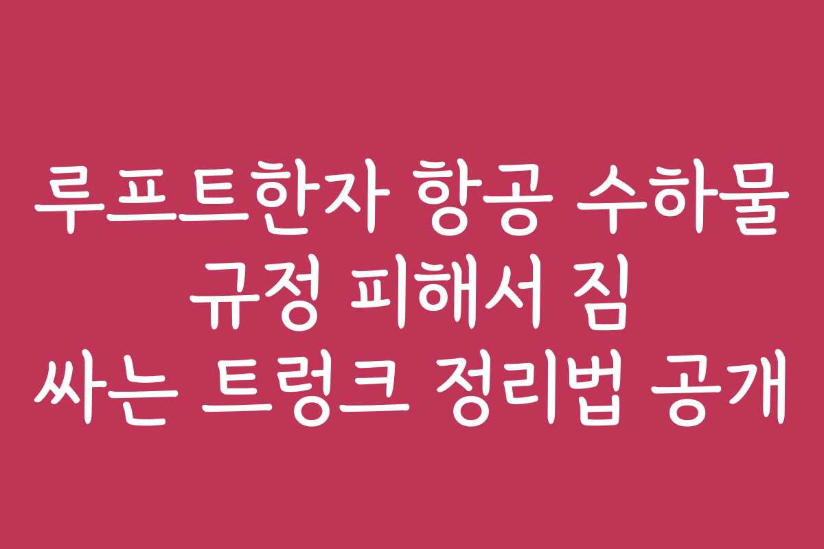 루프트한자 항공 수하물 규정 피해서 짐 싸는 트렁크 정리법 공개