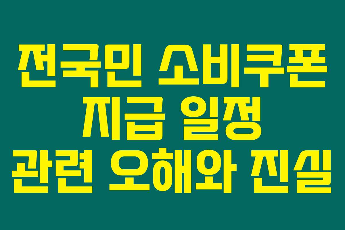 전국민 소비쿠폰 지급 일정 관련 오해와 진실