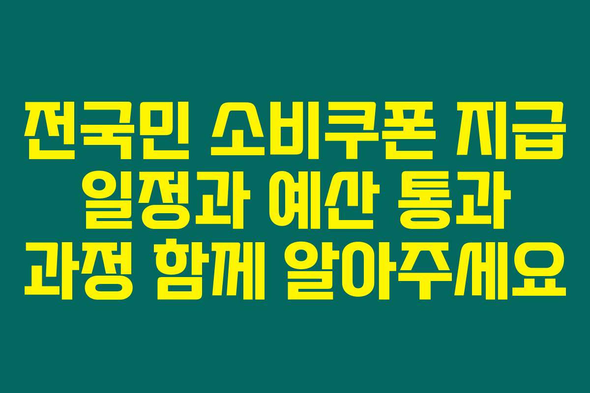 전국민 소비쿠폰 지급 일정과 예산 통과 과정 함께 알아주세요
