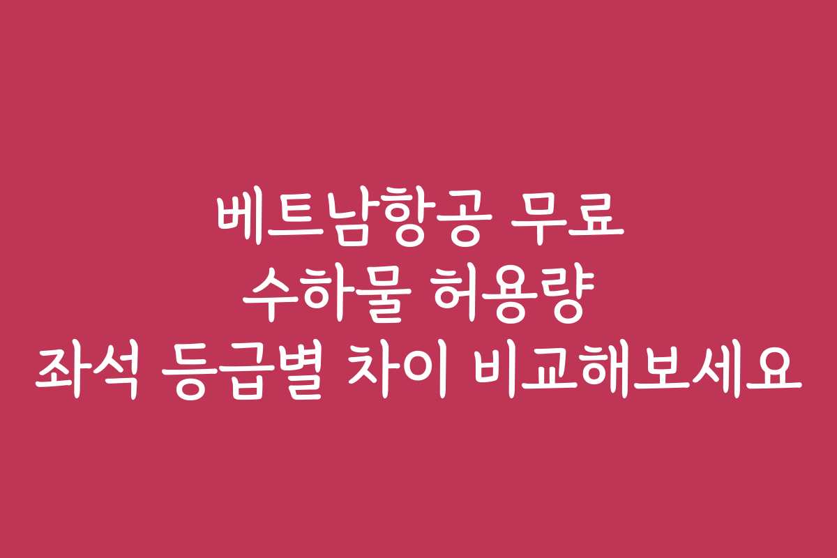 베트남항공 무료 수하물 허용량 좌석 등급별 차이 비교해보세요