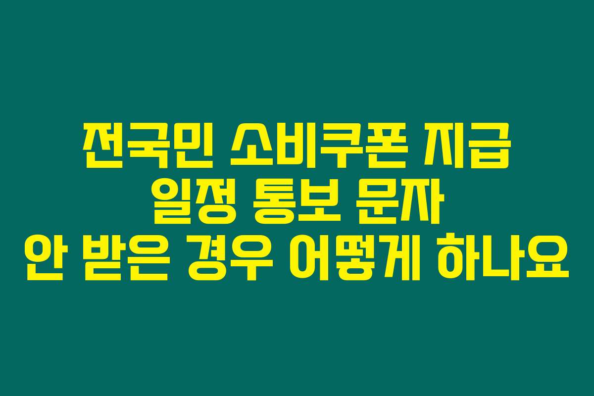 전국민 소비쿠폰 지급 일정 통보 문자 안 받은 경우 어떻게 하나요
