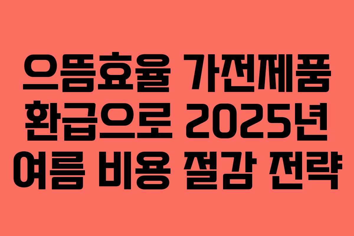 으뜸효율 가전제품 환급으로 2025년 여름 비용 절감 전략