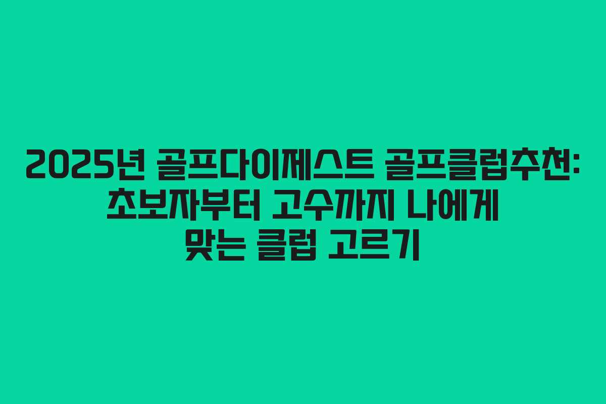 2025년 골프다이제스트 골프클럽추천: 초보자부터 고수까지 나에게 맞는 클럽 고르기