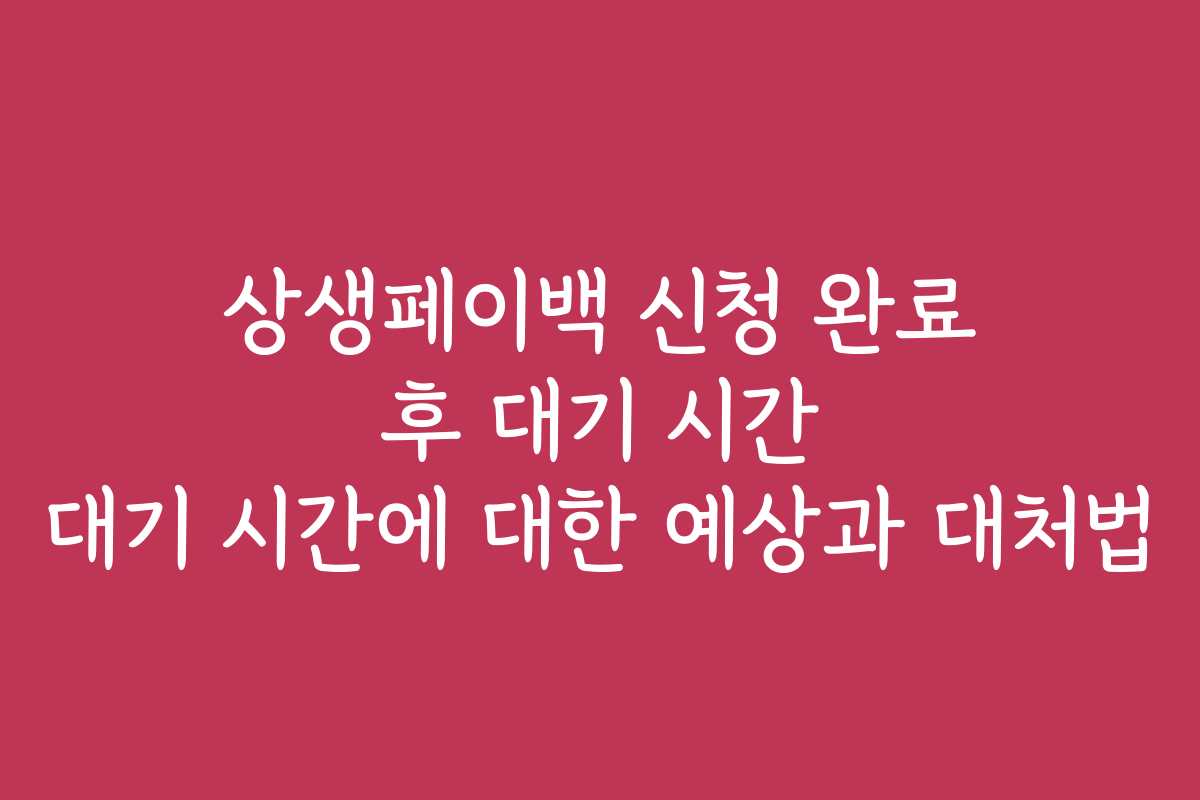 상생페이백 신청 완료 후 대기 시간 대기 시간에 대한 예상과 대처법