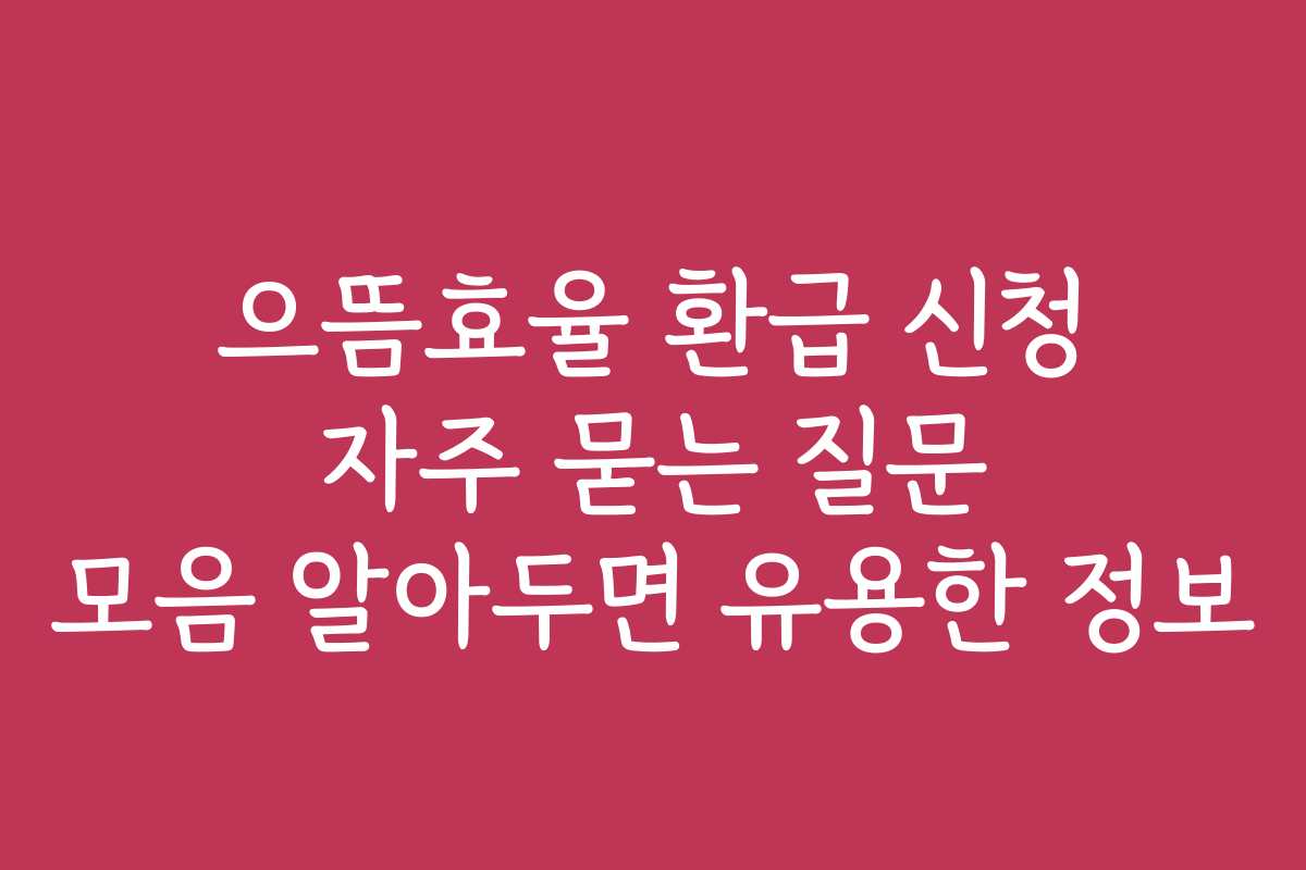 으뜸효율 환급 신청 자주 묻는 질문 모음 알아두면 유용한 정보