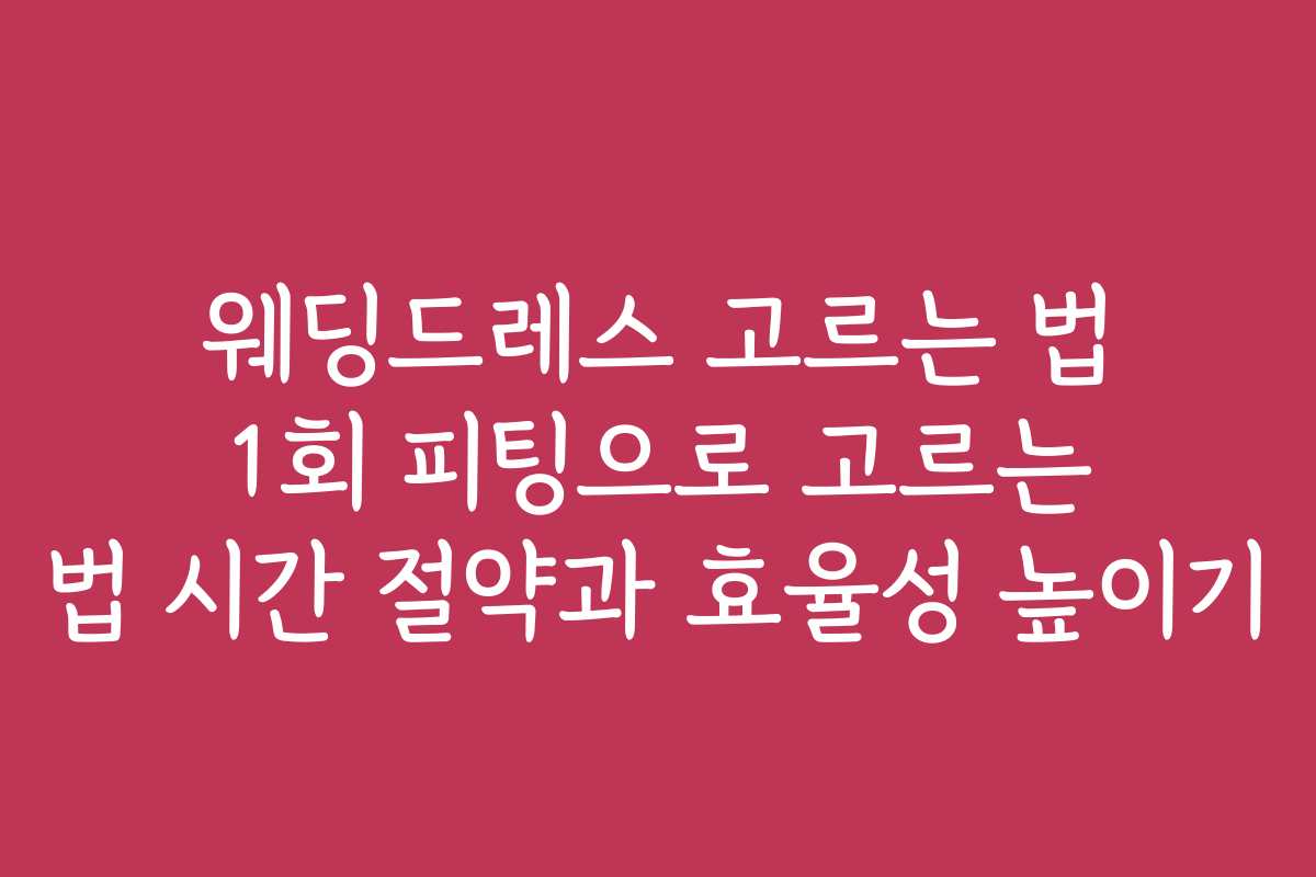 웨딩드레스 고르는 법 1회 피팅으로 고르는 법 시간 절약과 효율성 높이기
