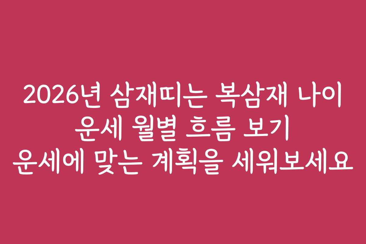 2026년 삼재띠는 복삼재 나이 운세 월별 흐름 보기 운세에 맞는 계획을 세워보세요