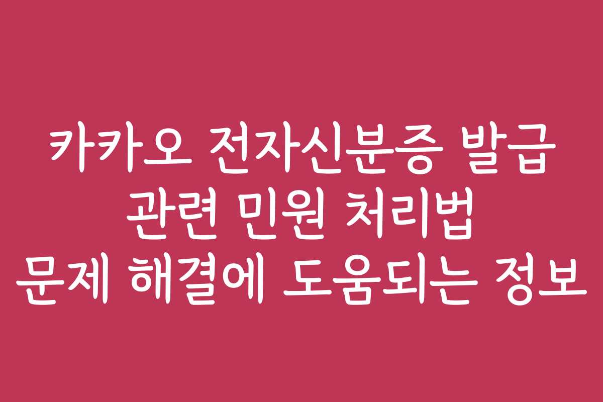 카카오 전자신분증 발급 관련 민원 처리법 문제 해결에 도움되는 정보
