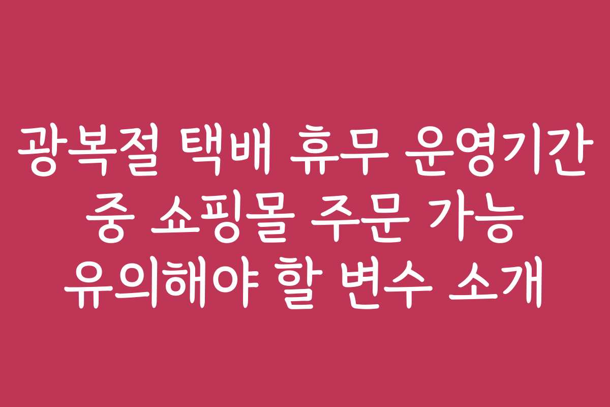 광복절 택배 휴무 운영기간 중 쇼핑몰 주문 가능 유의해야 할 변수 소개