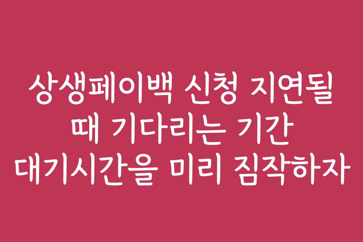 상생페이백 신청 지연될 때 기다리는 기간 대기시간을 미리 짐작하자