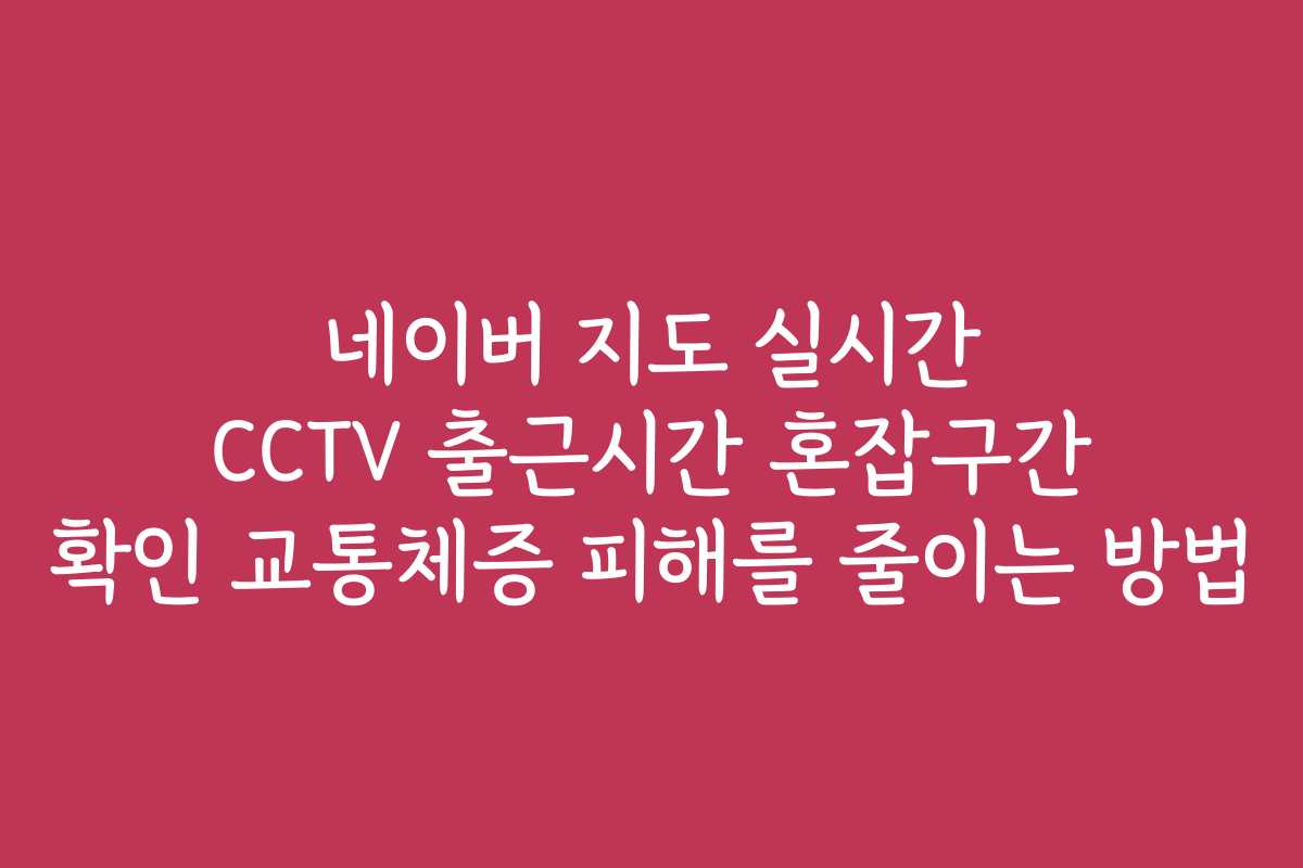 네이버 지도 실시간 CCTV 출근시간 혼잡구간 확인 교통체증 피해를 줄이는 방법