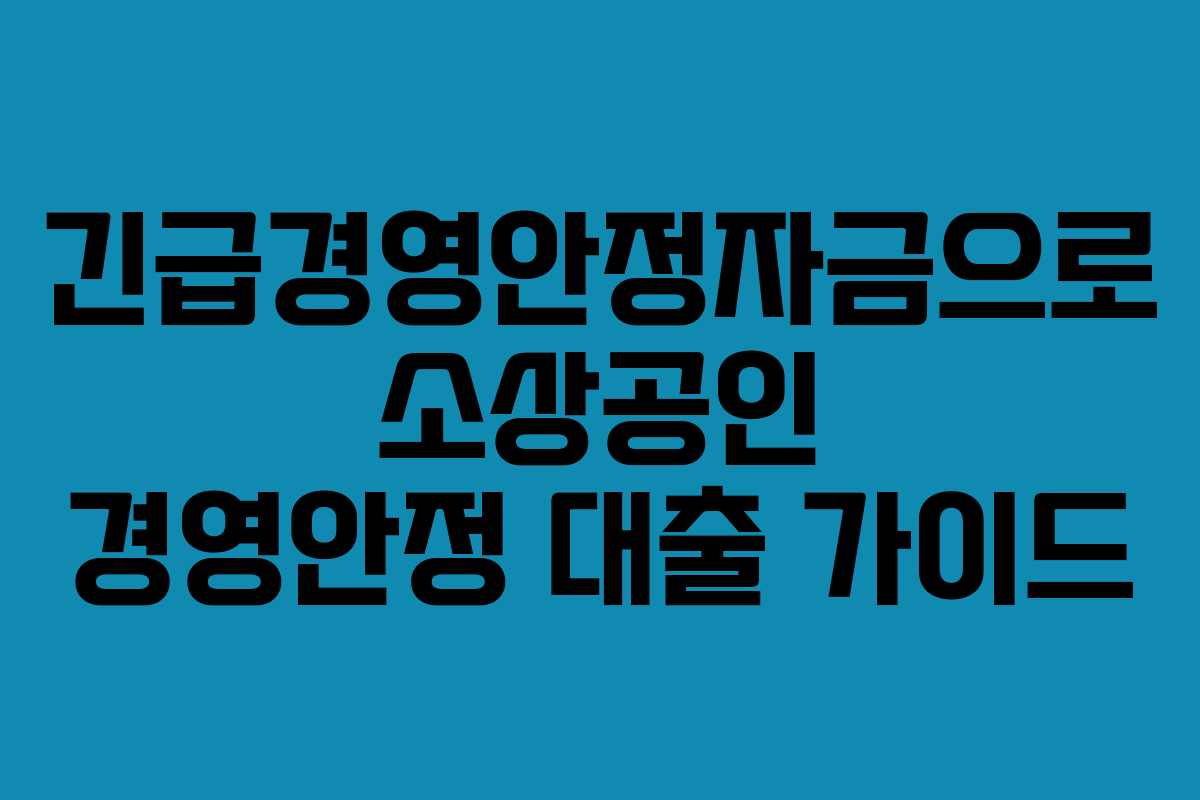 긴급경영안정자금으로 소상공인 경영안정 대출 가이드