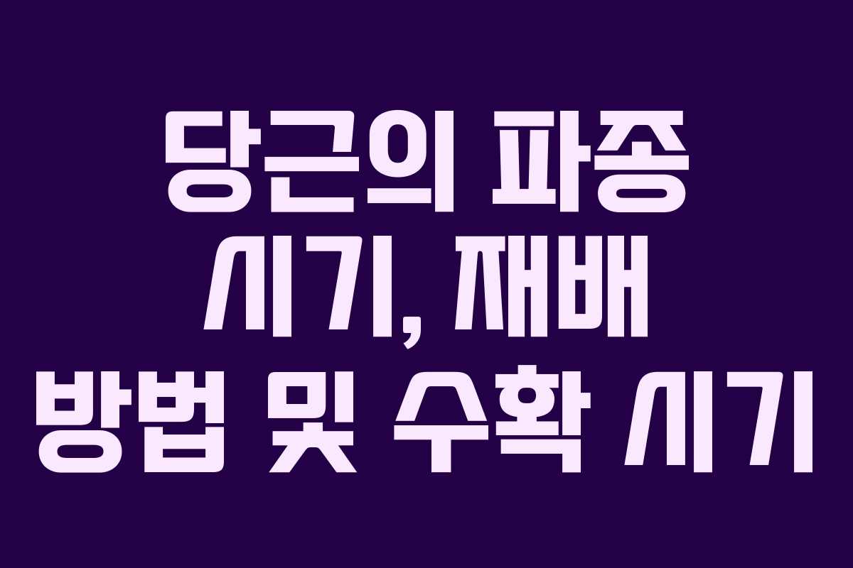 당근의 파종 시기, 재배 방법 및 수확 시기