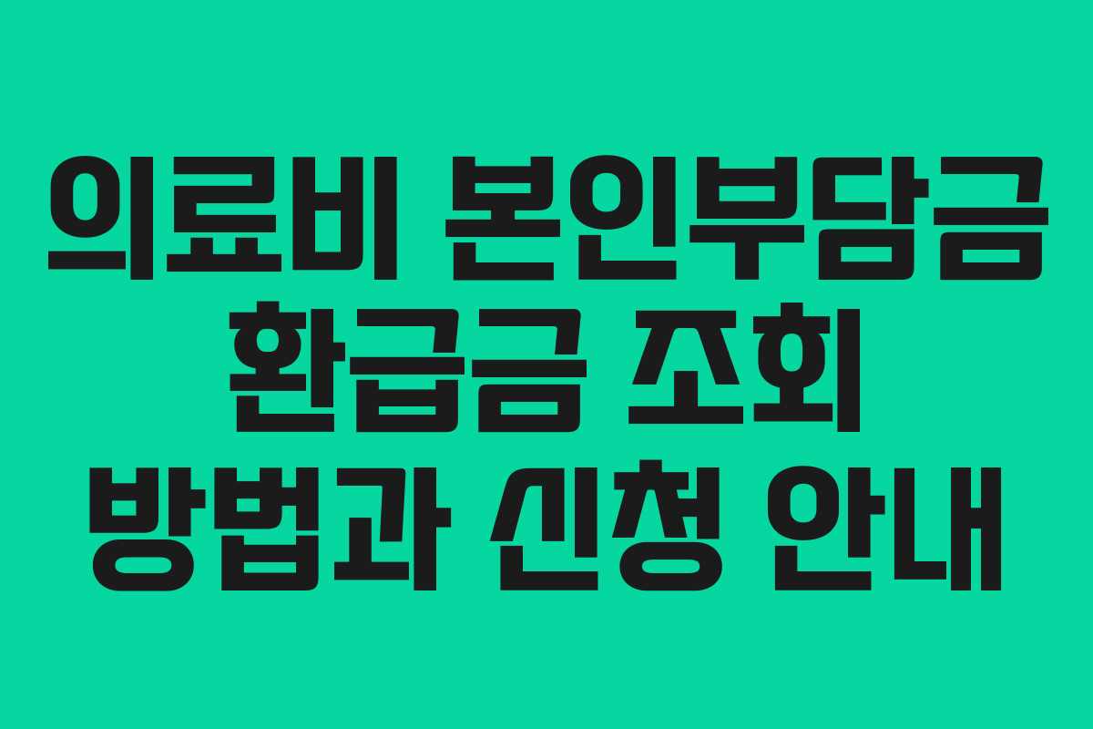 의료비 본인부담금 환급금 조회 방법과 신청 안내