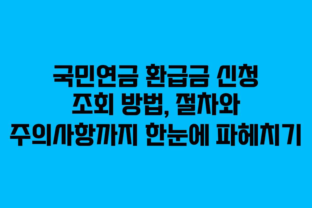 국민연금 환급금 신청 조회 방법, 절차와 주의사항까지 한눈에 파헤치기
