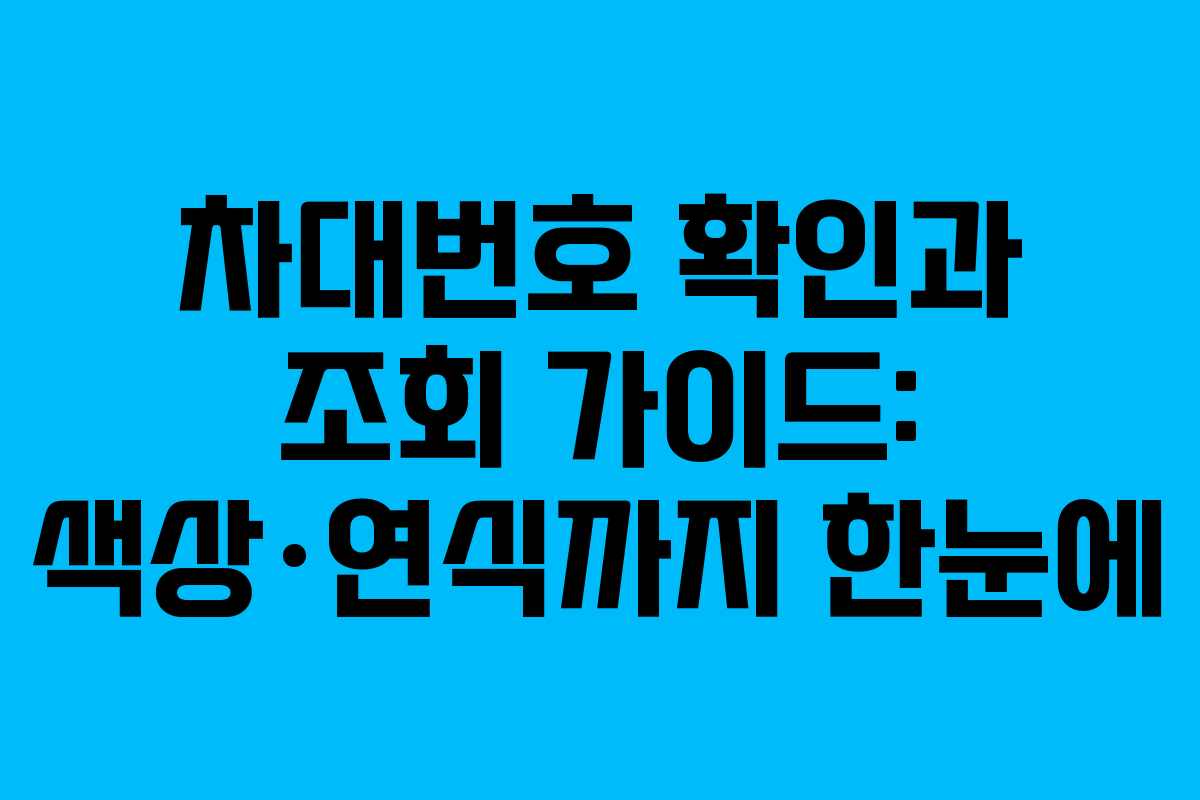 차대번호 확인과 조회 가이드: 색상·연식까지 한눈에