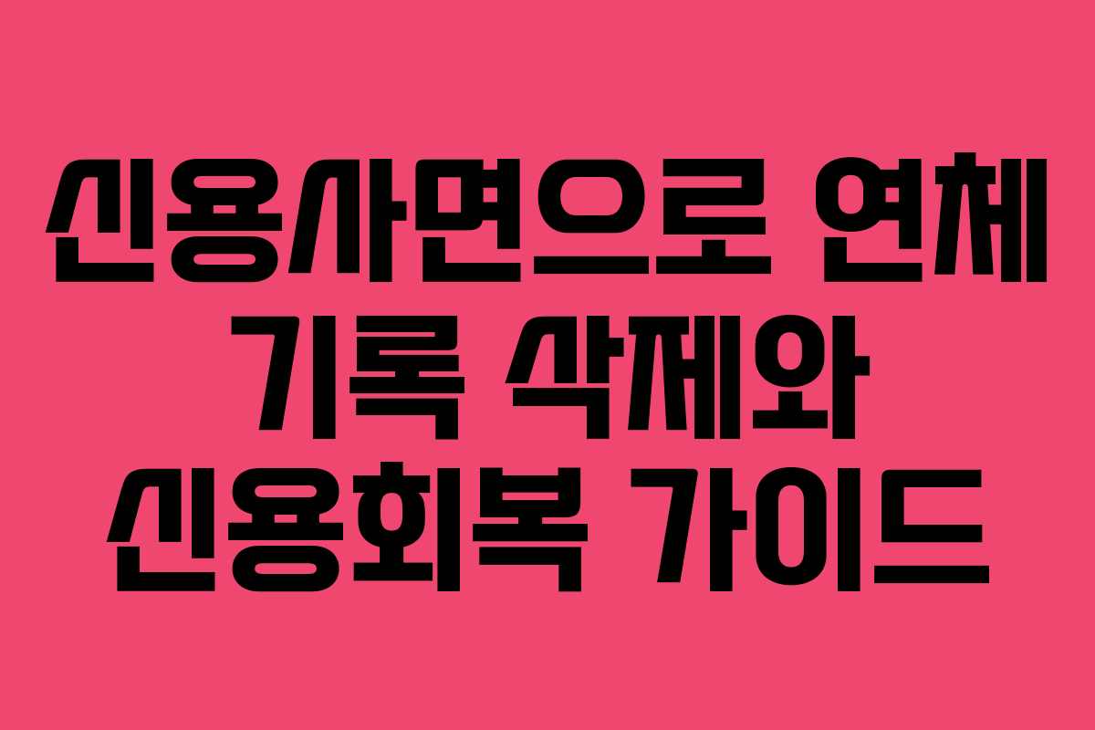 신용사면으로 연체 기록 삭제와 신용회복 가이드