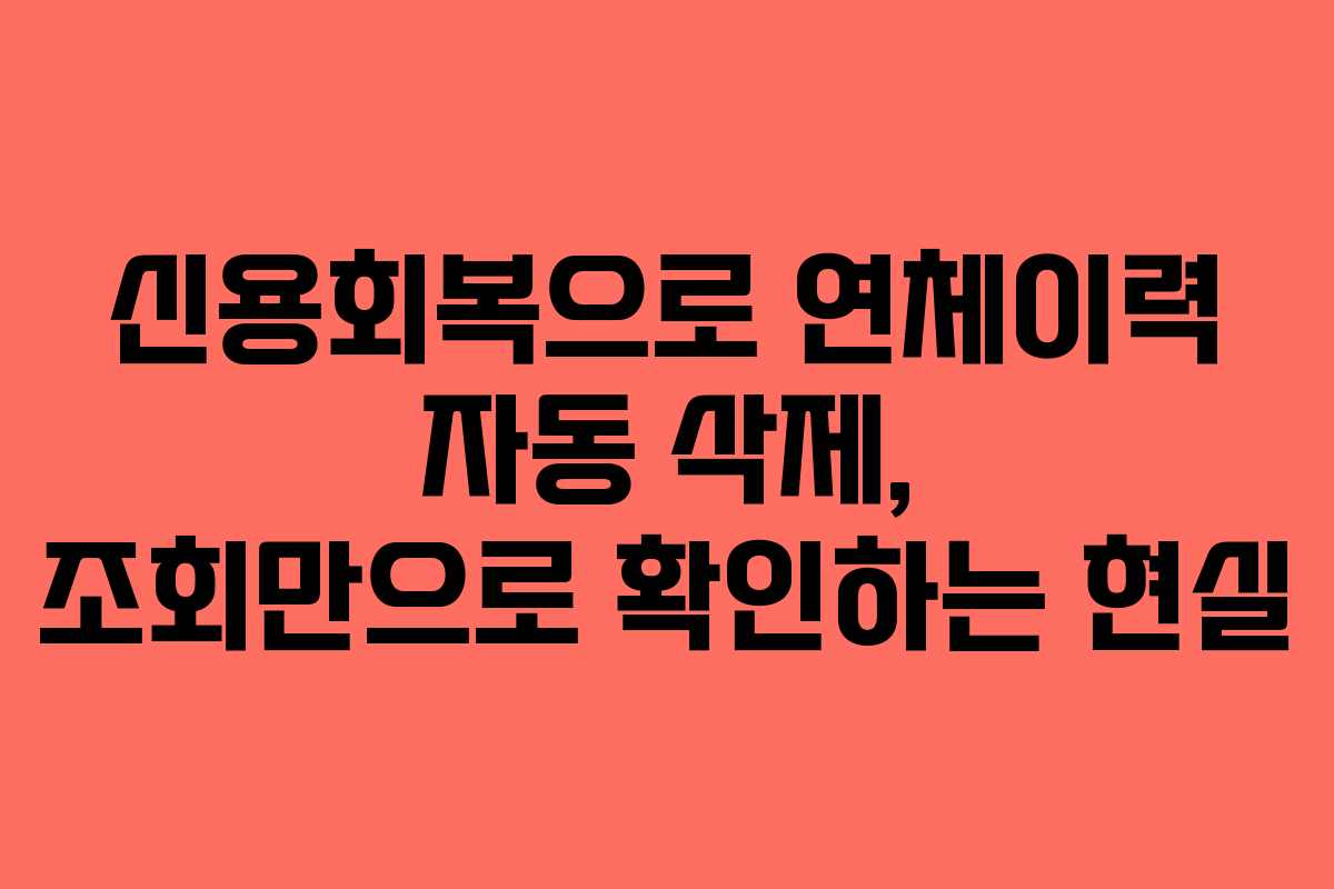 신용회복으로 연체이력 자동 삭제, 조회만으로 확인하는 현실