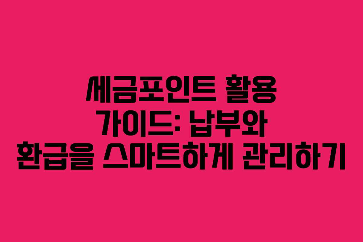 세금포인트 활용 가이드: 납부와 환급을 스마트하게 관리하기