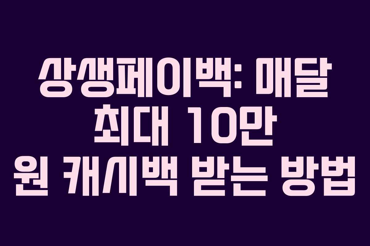 상생페이백: 매달 최대 10만 원 캐시백 받는 방법