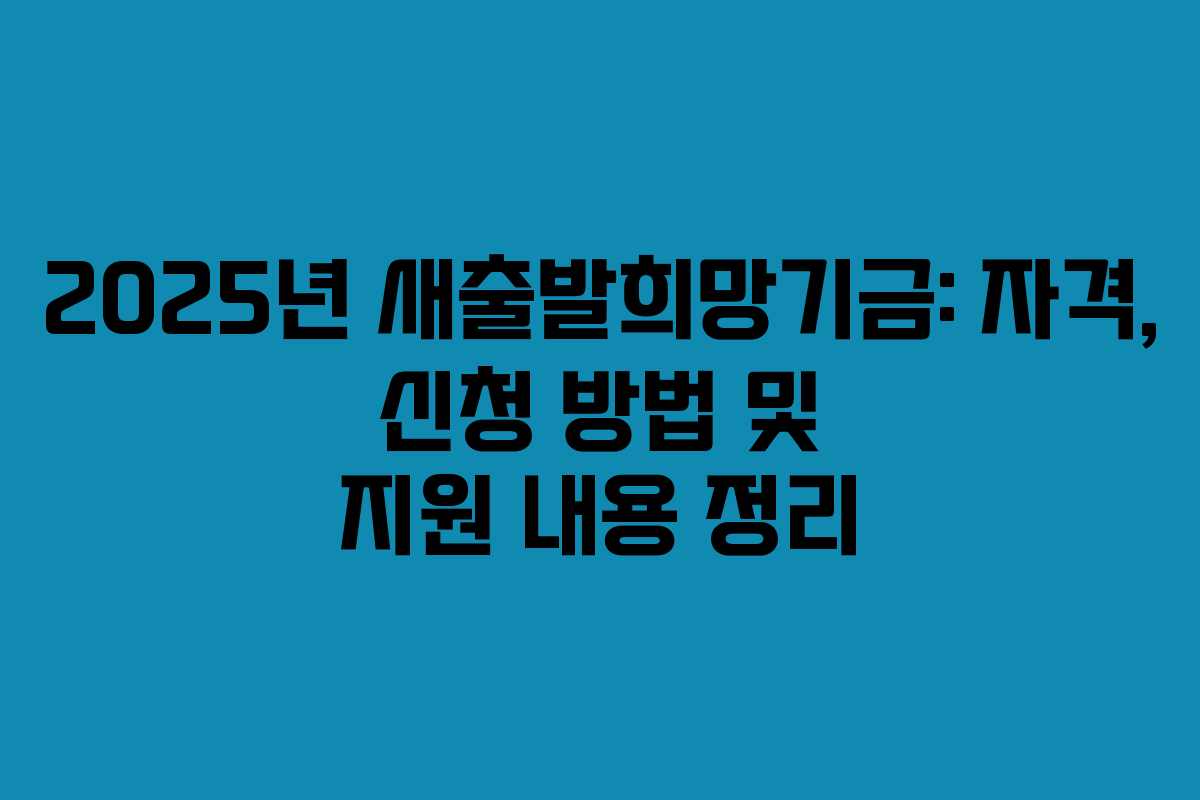 2025년 새출발희망기금: 자격, 신청 방법 및 지원 내용 정리