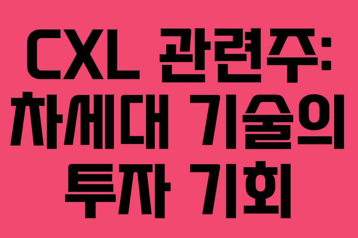 CXL 관련주: 차세대 기술의 투자 기회