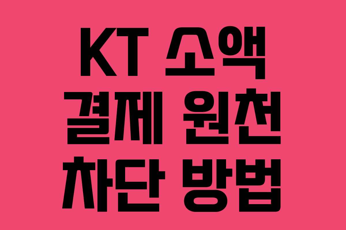 KT 소액 결제 원천 차단 방법