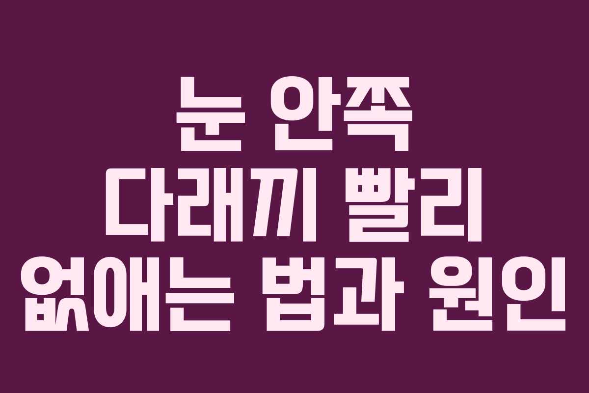 눈 안쪽 다래끼 빨리 없애는 법과 원인