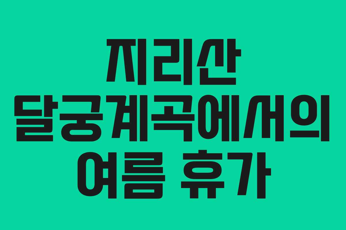 지리산 달궁계곡에서의 여름 휴가