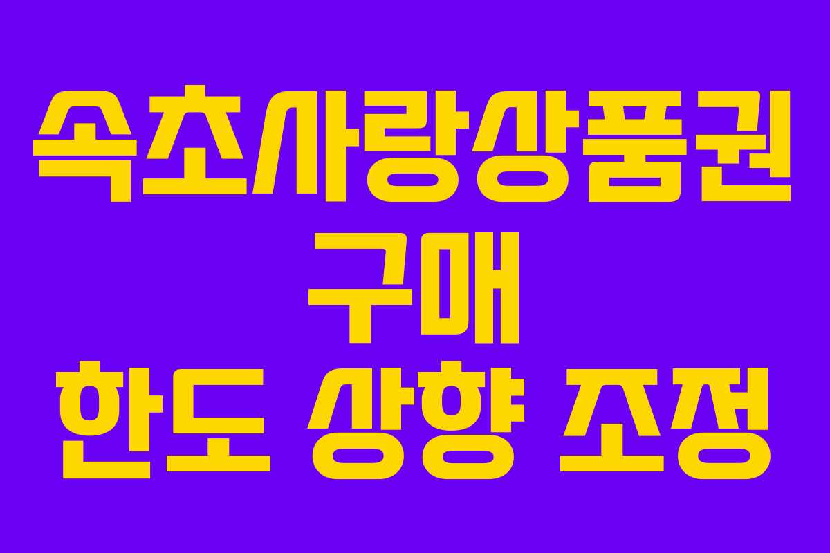 속초사랑상품권 구매 한도 상향 조정