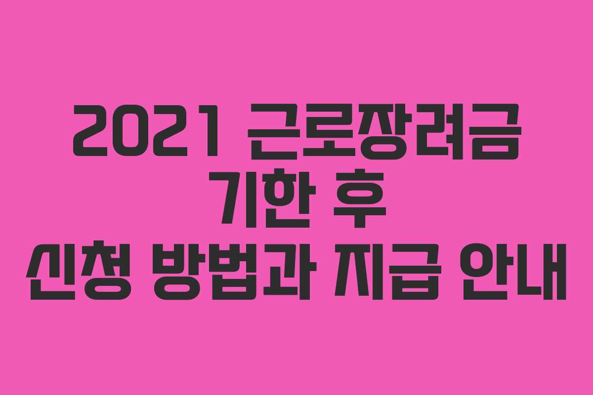 2021 근로장려금 기한 후 신청 방법과 지급 안내 2021 근로장려금 기한 후 신청 방법과 지급 안내