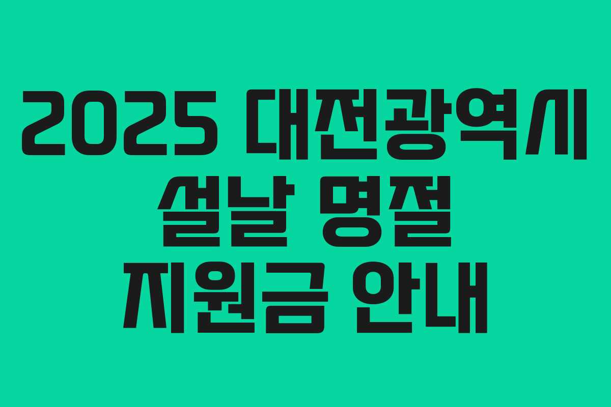 2025 대전광역시 설날 명절 지원금 안내