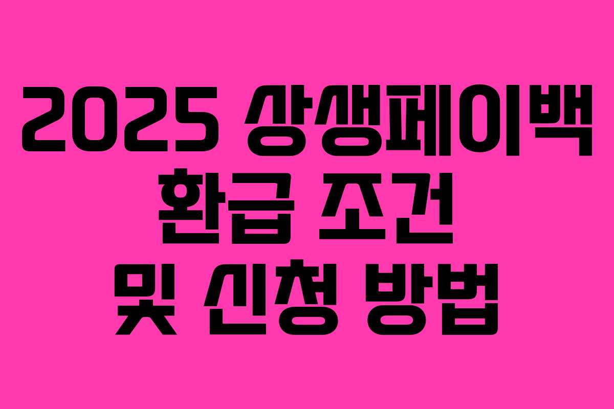 2025 상생페이백 환급 조건 및 신청 방법 2025 상생페이백 환급 조건 및 신청 방법