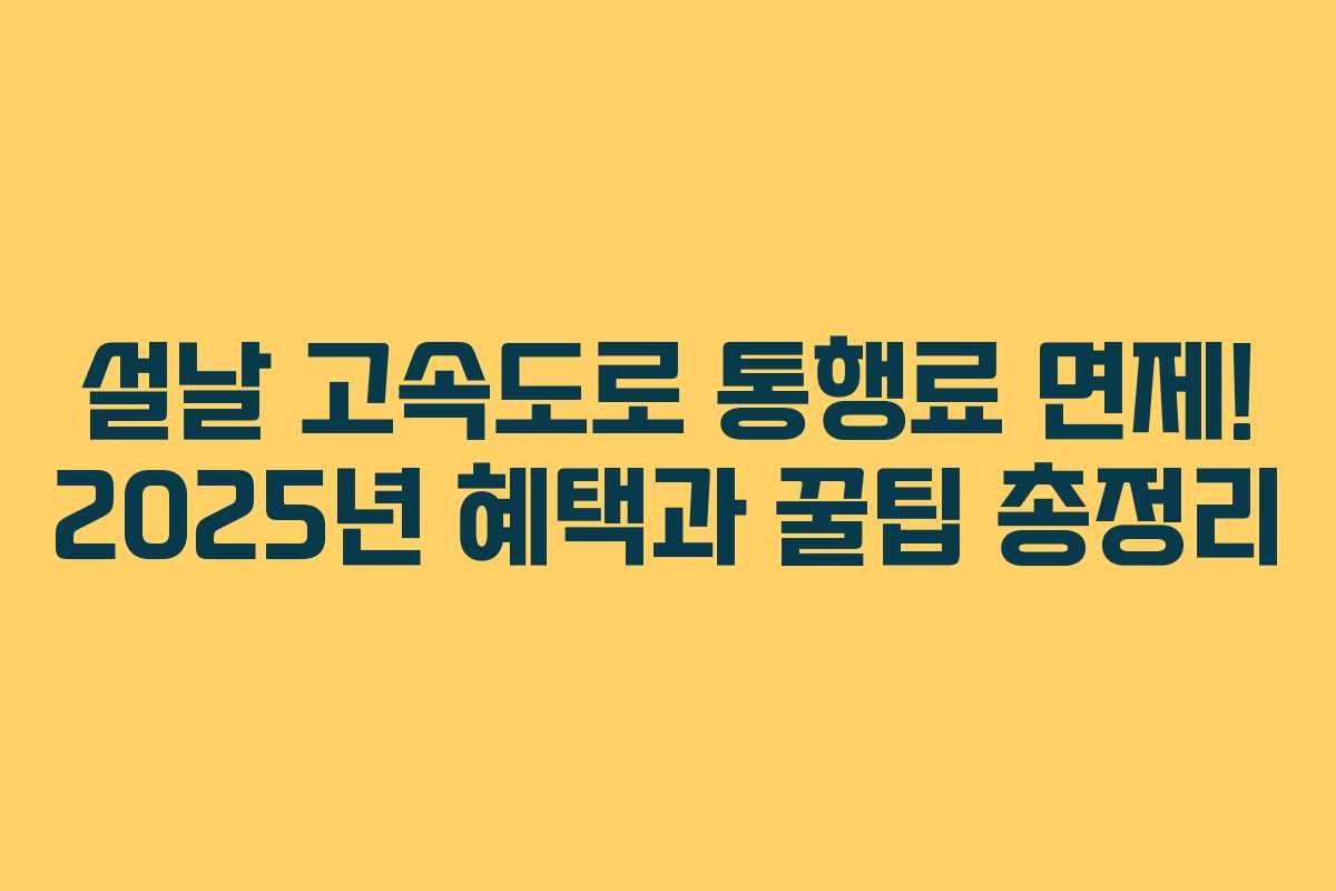 설날 고속도로 통행료 면제! 2025년 혜택과 꿀팁 총정리