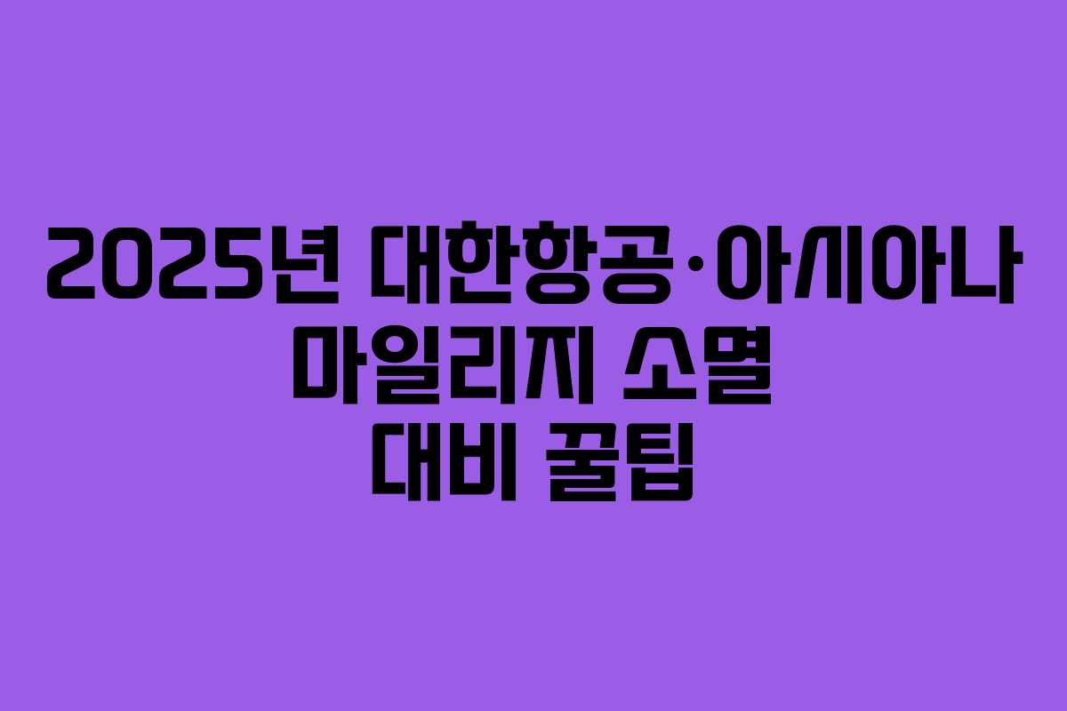 2025년 대한항공·아시아나 마일리지 소멸 대비 꿀팁