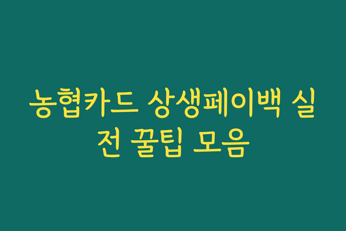 농협카드 상생페이백 실전 꿀팁 모음 농협카드 상생페이백 실전 꿀팁 모음