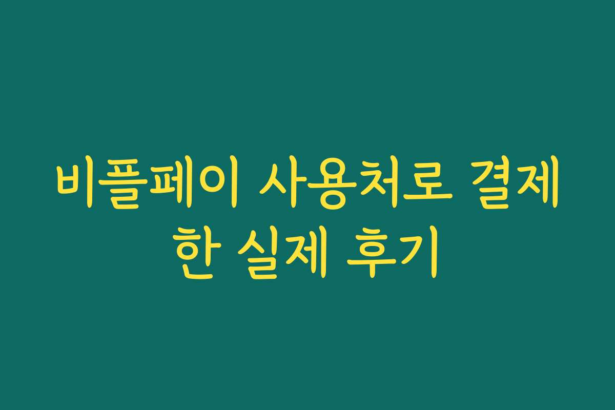 비플페이 사용처로 결제한 실제 후기