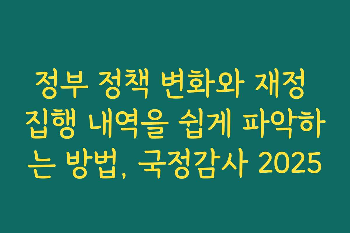 정부 정책 변화와 재정 집행 내역을 쉽게 파악하는 방법, 국정감사 2025