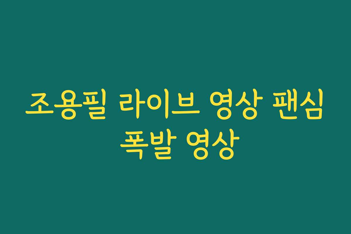 조용필 라이브 영상 팬심 폭발 영상